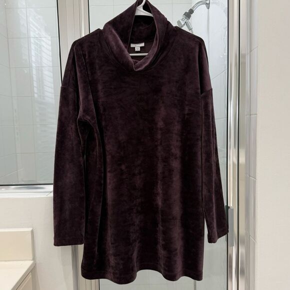 Pure Jill - J. Jill Velvet Deep Purple Mini Long Sleeve  Mini  Short Medium - Picture 2 of 6